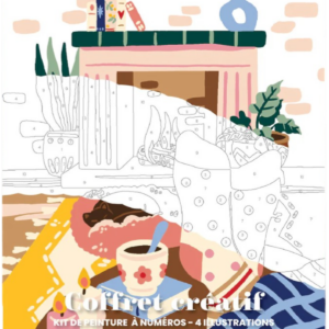 Kit de peinture par numéros Hygge - Brin Brun, coffret créatif 4 illustrations cosy par Caroline Falcini