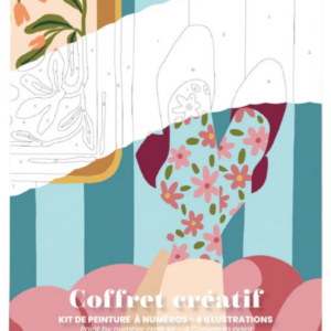 Kit de peinture par numéros Rétro bohème, coffret créatif 4 illustrations florales par Caroline Falcini