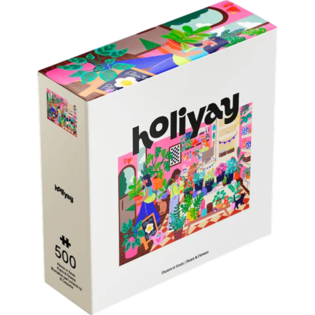 Puzzle 500 pièces Holiyay - Plantes et fleurs, boutique florale colorée illustrée par Coquilette