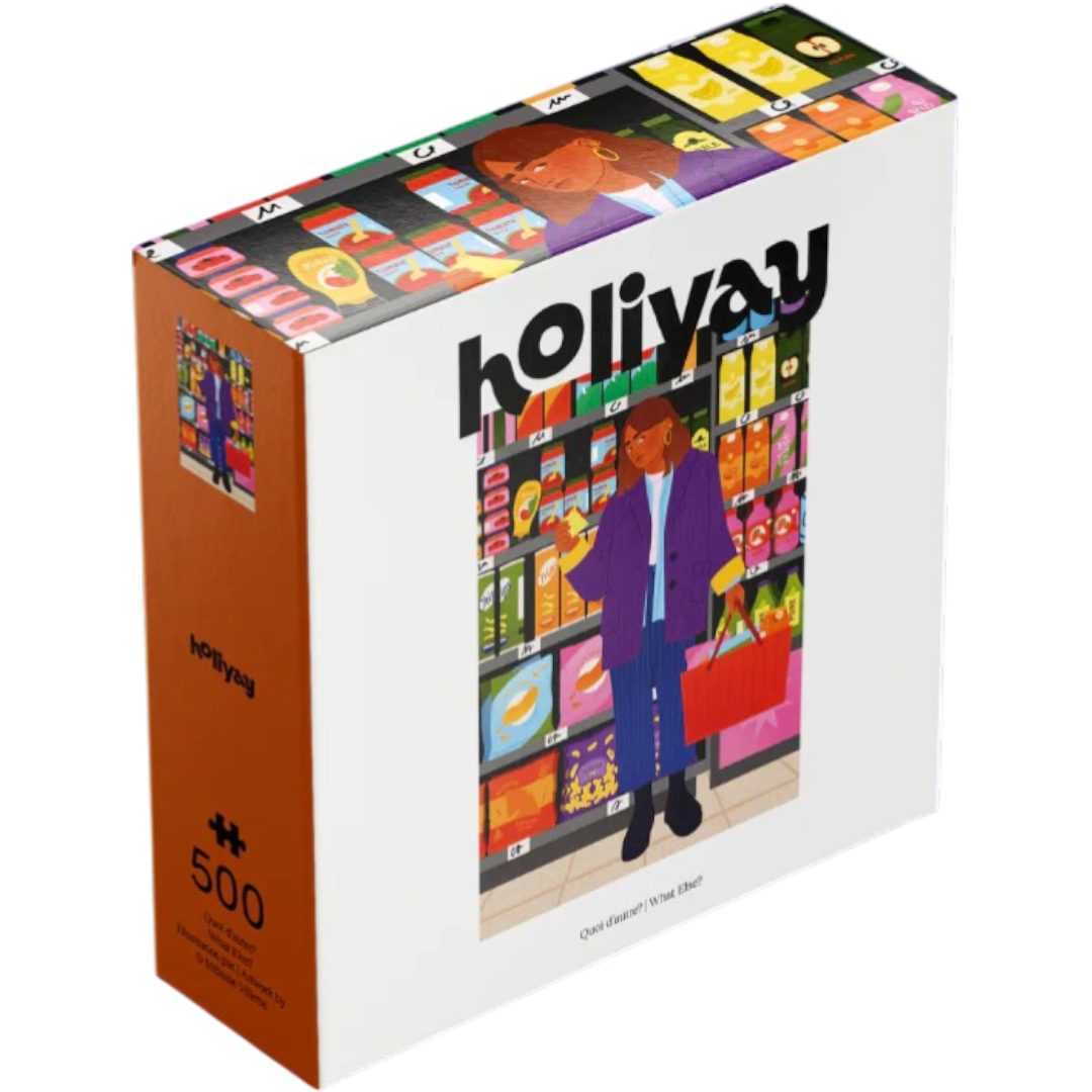 Puzzle 500 pièces Holiyay - Quoi d'autre, illustration d'une femme faisant ses courses en épicerie